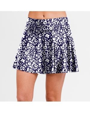 Calypsa High Waisted Flowy Swim Skirt With Shorts - Blue