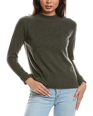 Forte Hi Low Rib Trim Funnel Neck Cashmere Sweater - Green