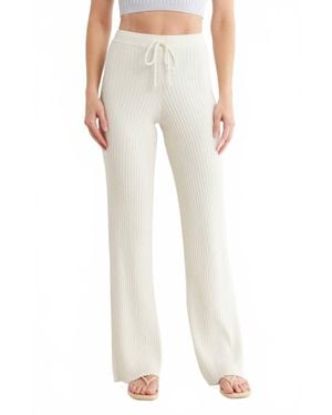 GOOD AMERICAN Ribbed Terry Lounge Pants - Natural
