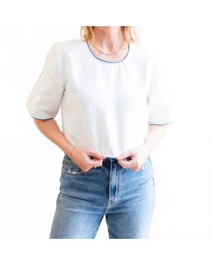 Never A Wallflower Half Sleeve Scoop Neck Crop Top - White