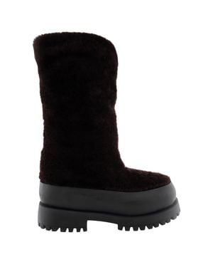 Ferragamo Deena Fur Platform Boots - Black