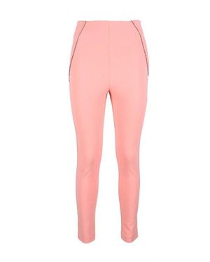 Aniye By Cropped Pants With Tapered Silhouette And Piping Details - Pink