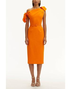 knee length dresses for ladies Sudi Etuz Orange Sequin Slit Maxi Dress