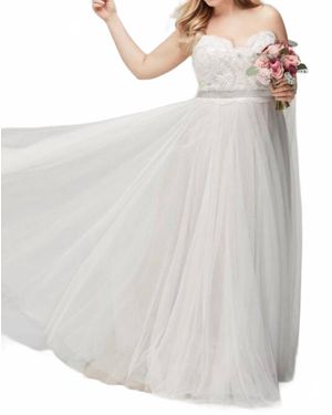 Watters Della Strapless Plus Bridal Gown - White