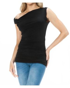 Ariella Ruched Off Shoulder Top - Black