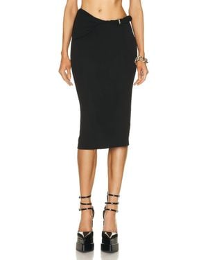 Versace Viscose La Greca Midi Skirt - Black