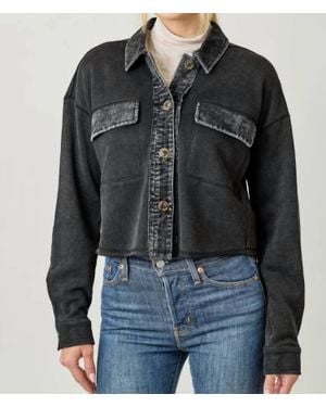 Mystree Washed Terry Cropped Jacket - Black