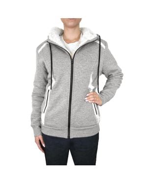 Blu Rock Relaxed Fit Shearling Fleece Lined Reflective Tech Full Zip Hoodie - Gray