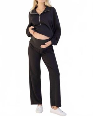 ANGEL MATERNITY Maternity Wide Leg Sweatpants - Blue