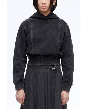 3.1 Phillip Lim Cotton Denim Hoodie - Black