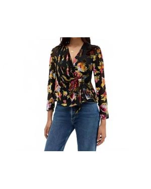RIXO London Everlyn Floral Wrap Top - Black