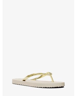 Michael Kors Outlet Signature Logo Flip Flops - Natural