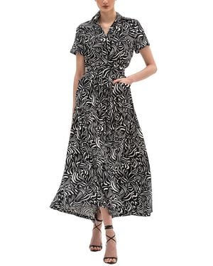 BGL Sleeveless Linen-Blend Midi Dress - Gray
