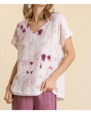 Umgee Tie Dye Cotton Gauze Top - Natural