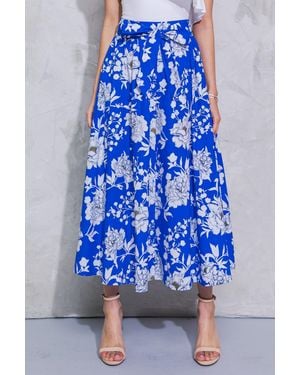 TRUEDAMES Perpect Paradise Poplin Skirt - Blue
