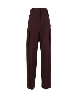 Sportmax Girino Pleated High-Waist Straight-Leg Pants - Purple