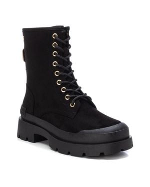 Xti Suede Lace-Up Booties By - Black