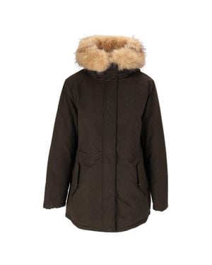 MC2 Saint Barth Brenna Military Synthetic Fur Trim Waxed Cotton Parka - Black