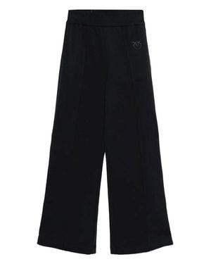 Pinko Cropped Wide-Leg Pants With-Tone Button Accents - Blue