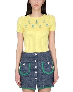Cormio Floral Embroidered Fitted Jersey - Yellow