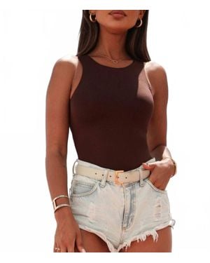 Shewin Seamless Crew Neck Bodysuit - Brown