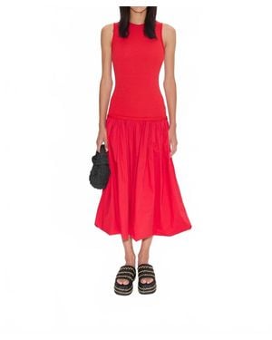Simon Miller Yanez Poplin Combo Dress - Red
