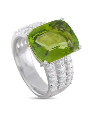 LB Exclusive Platinum 0.91Ct Diamond And Peridot Ring Mf08-052126 - Green