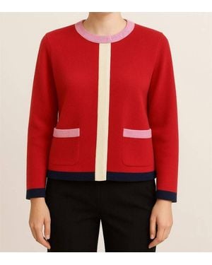Fate Tilly Crew Neck Cardigan - Red