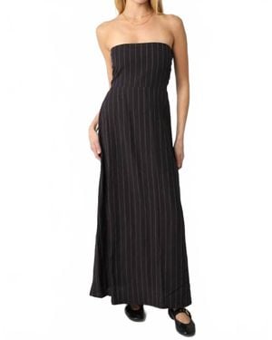 Olivaceous Raina Stripe Strapless Dress - Black