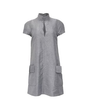 Tom Ford Metallic Silk-Blend Boucle Mini Dress - Gray