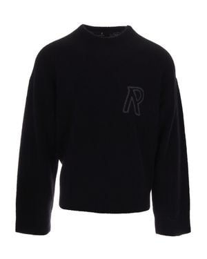 Represent Loose-Fit Knit Sweater With Embroidered Logo - Black