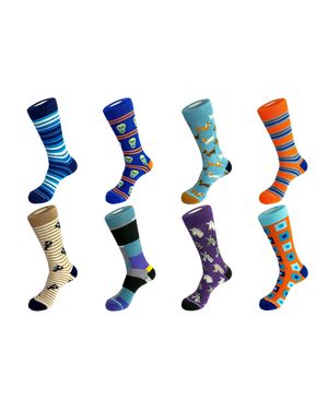 Unsimply Stitched Crew Sock 8 Pack - Blue