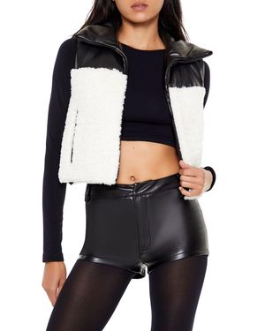 Forever 21 Reversible Faux Shearling & Leather Vest - Black