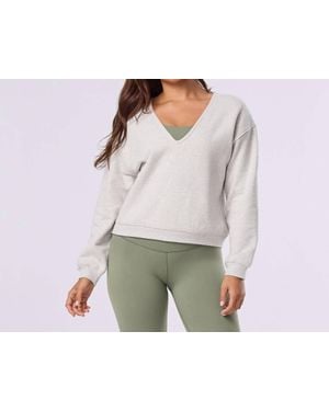 Tavi Deep V-Neck Sweatshirt - Gray