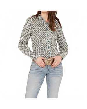 Cinch Geo Print Long Sleeve Button Down Western Shirt - Gray