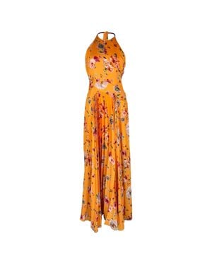 Galvan London London Floral-Print Pleated Maxi Dress - Orange