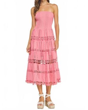 Strut & Bolt Lena Eyelet Midi Dress - Pink