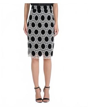 Gracia Velvet Polka Dot Crochet Midi Skirt - Black