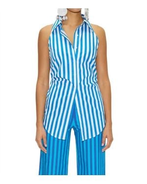 Simon Miller Loch Sleeveless Poplin Top - Blue