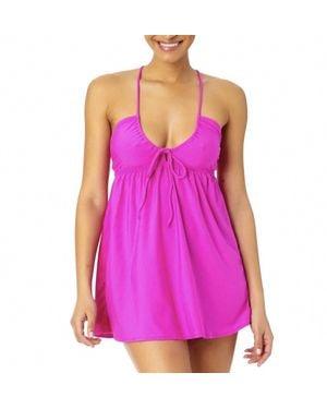 Salt + Cove Halter Cover Up Mini Dress - Purple