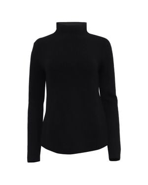 Theory Ribbed-Knit Mock Neck Sweater - Black
