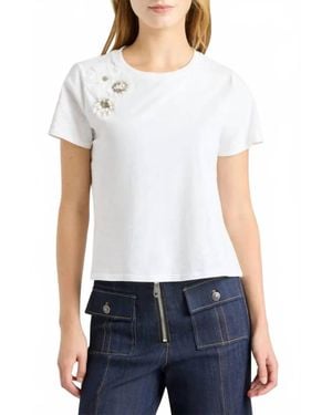 Cinq À Sept Crunchy Flower Shrunken Tee - White