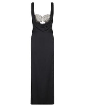 GIUSEPPE DI MORABITO Crystal Bra Bralette Draped Acetate Long Dress - Black