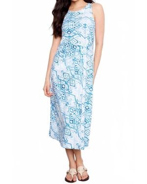 Charlie b Patterned Cotton Slub Faux Knot Midi Dress - Blue