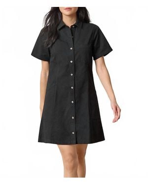 Lilla P Twill Paneled Shirt Dress - Black