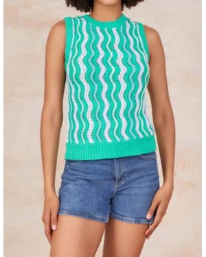 Isla Carmen Vertical Wave Stripe Vest - Blue