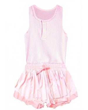 Tractr Girls Racerback Dance Romper - Pink