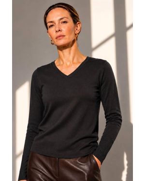 J'Envie/Eli The Eileen V-Neck Top - Black