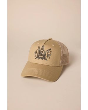 Lucky Brand Highest Quality Embroidered Trucker Hat - Natural