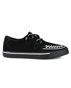 T.U.K Footwear Tuk Pointed Creeper Sneaker Suede Platform Shoes - Black